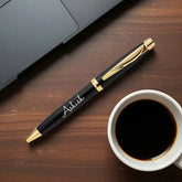 Elegant Gold Metal Finish Pen with personalized engraving, perfect as a sophisticated gift from gifts online collection.